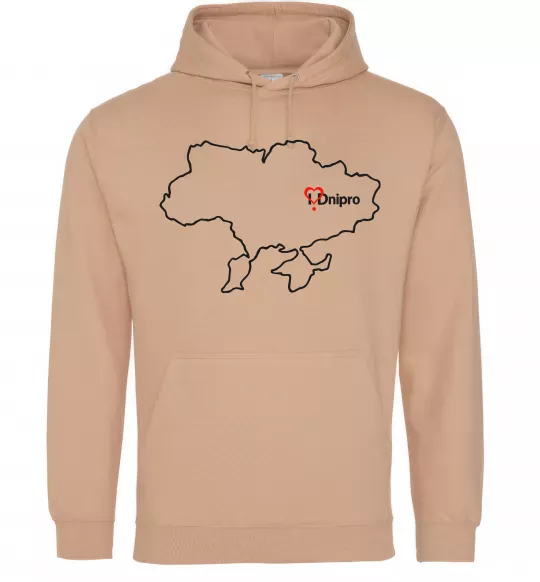 Чоловіча толстовка (худі) Дніпро карта Пісочний фото