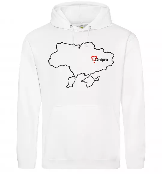 Жіноча толстовка (худі) Дніпро карта Білий фото