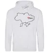Жіноча толстовка (худі) Дніпро карта Сірий меланж фото