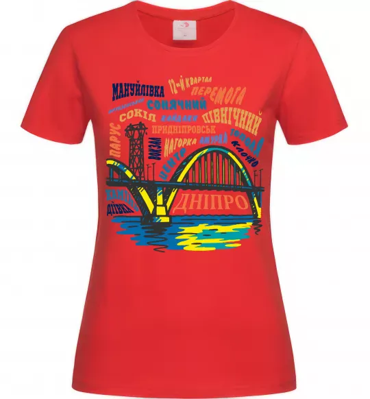 Жіноча футболка Дніпро райони Червоний фото