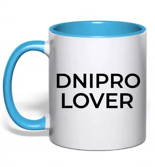 Чашка с цветной ручкой Dnipro lover Голубой фото