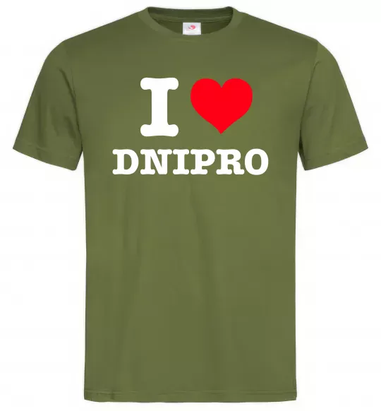 Чоловіча футболка I love Dnipro Оливковий фото
