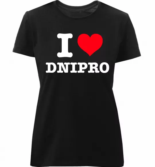 Женская премиум футболка I love Dnipro Черный фото