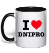 Чашка з кольоровою ручкою I love Dnipro Чорний фото
