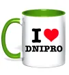 Чашка с цветной ручкой I love Dnipro Лаймовый фото