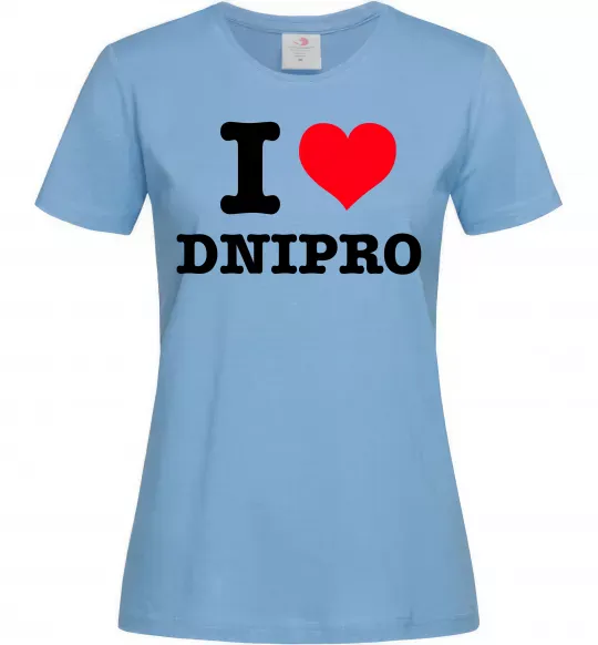 Жіноча футболка I love Dnipro Блакитний фото
