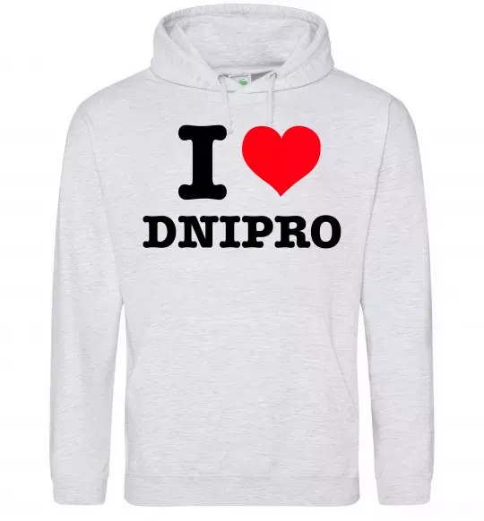 Женская толстовка (худи) I love Dnipro Серый меланж фото