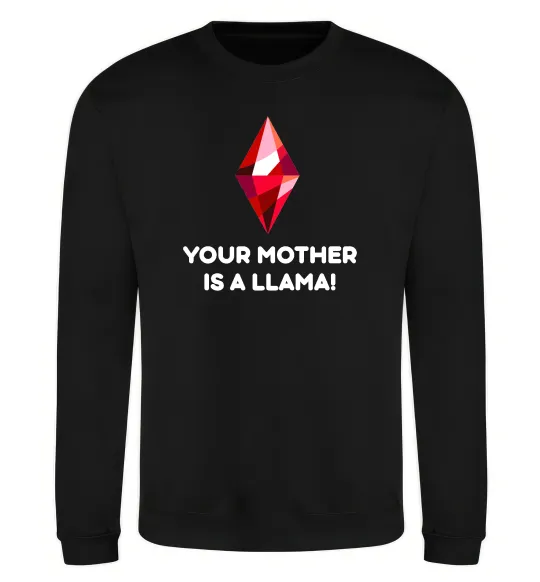Світшот Your mother is a LLama Чорний фото