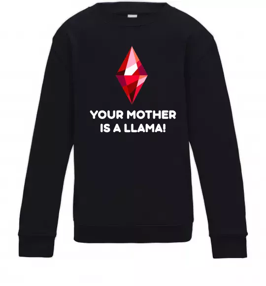Детский Свитшот Your mother is a LLama Черный фото