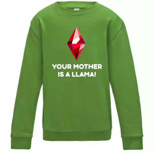 Детский Свитшот Your mother is a LLama Лаймовый фото