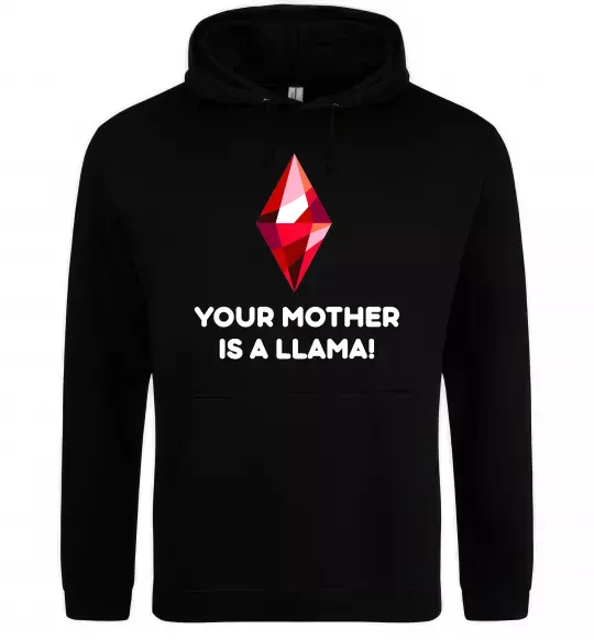 Женская толстовка (худи) Your mother is a LLama Черный фото
