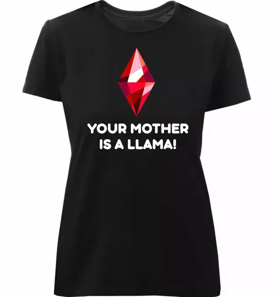 Женская премиум футболка Your mother is a LLama Черный фото