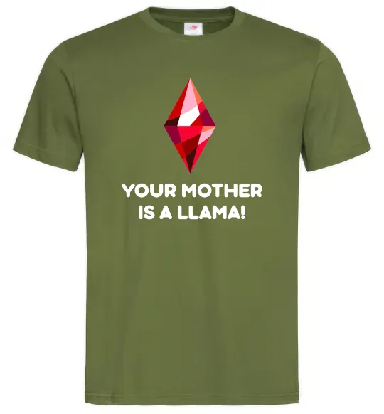 Мужская футболка Your mother is a LLama Оливковый фото