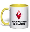 Чашка с цветной ручкой Your mother is a LLama Солнечно желтый фото