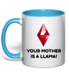 Чашка с цветной ручкой Your mother is a LLama Голубой фото