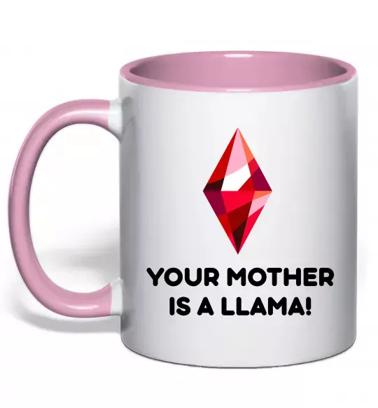 Чашка с цветной ручкой Your mother is a LLama Нежно розовый фото