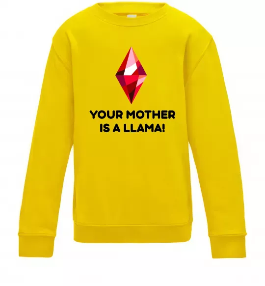 Детский Свитшот Your mother is a LLama Солнечно желтый фото