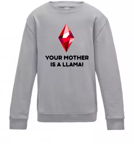 Детский Свитшот Your mother is a LLama Серый меланж фото