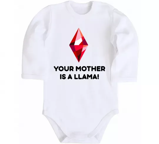 Дитячий бодік Your mother is a LLama Білий фото