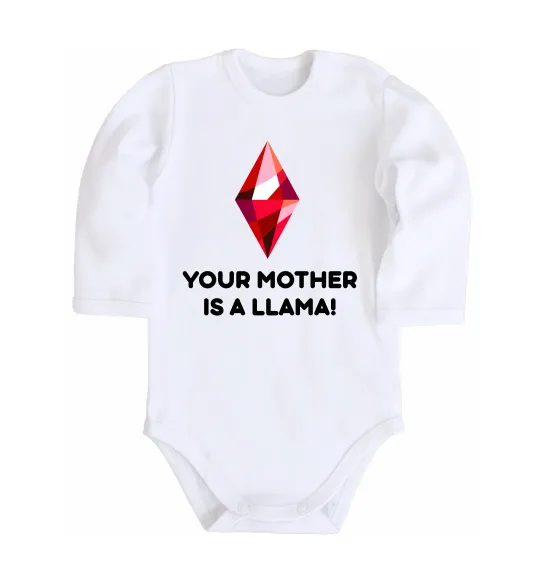 Дитячий бодік Your mother is a LLama Білий фото