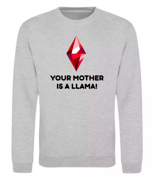 Свитшот Your mother is a LLama Серый меланж фото