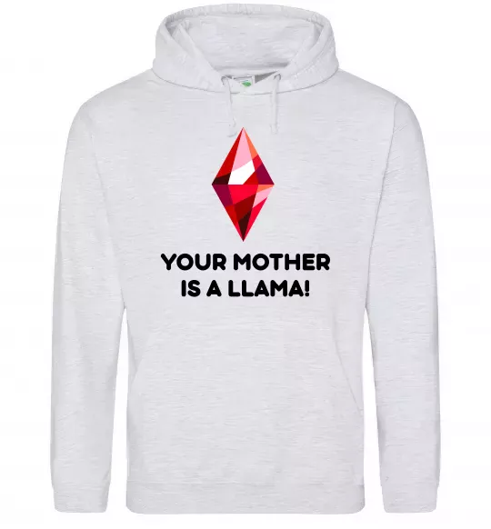 Мужская толстовка (худи) Your mother is a LLama Серый меланж фото