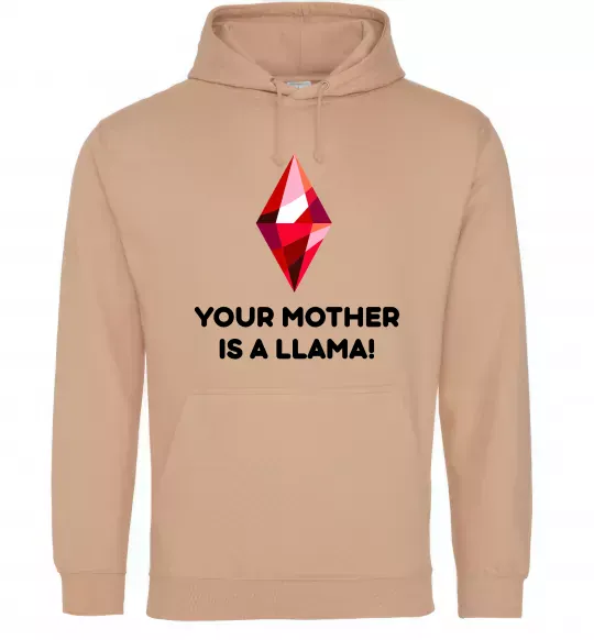 Женская толстовка (худи) Your mother is a LLama Песочный фото