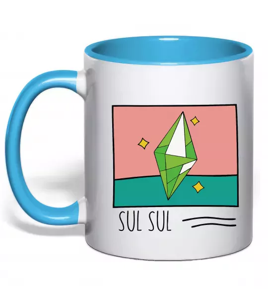 Чашка з кольоровою ручкою Sims Sul Sul Блакитний фото