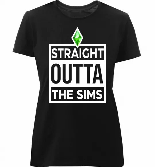 Жіноча преміум футболка Straight outta the Sims Чорний фото