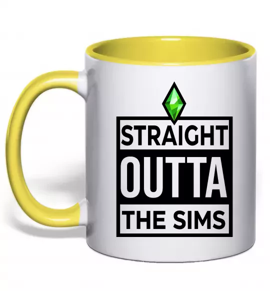 Чашка с цветной ручкой Straight outta the Sims Солнечно желтый фото