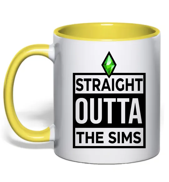 Чашка з кольоровою ручкою Straight outta the Sims Лимонний фото