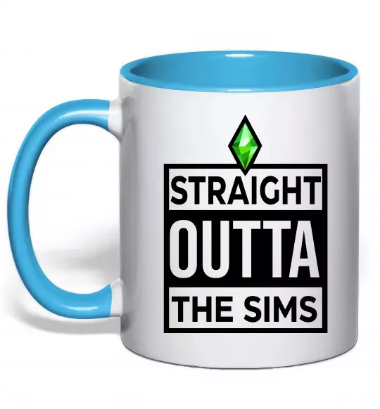 Чашка с цветной ручкой Straight outta the Sims Голубой фото