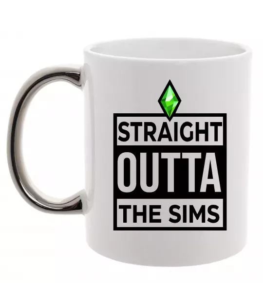 Чашка с цветной ручкой Straight outta the Sims Серебро фото
