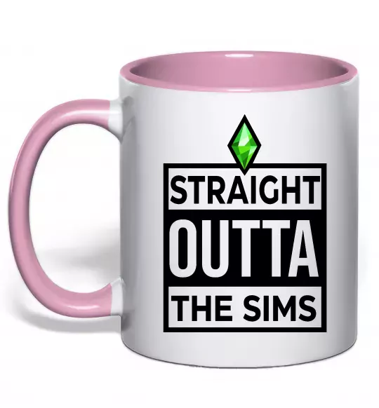 Чашка с цветной ручкой Straight outta the Sims Нежно розовый фото