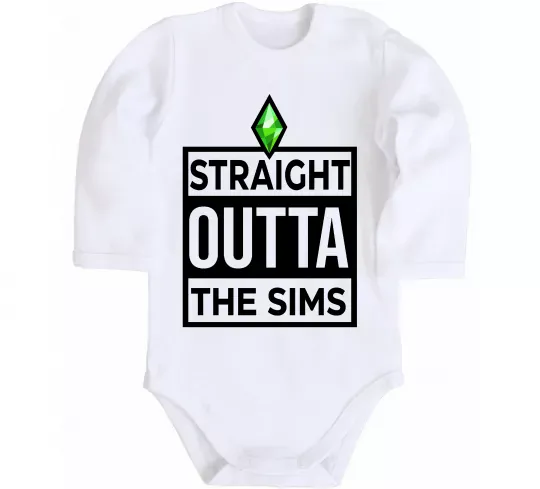 Детский боди Straight outta the Sims Белый фото