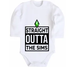Дитячий бодік Straight outta the Sims Білий фото