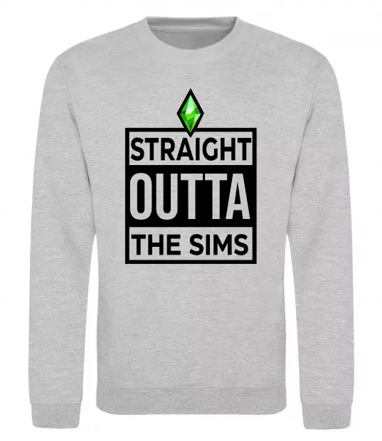 Свитшот Straight outta the Sims Серый меланж фото