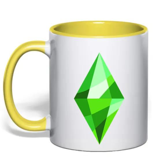 Чашка з кольоровою ручкою Plumbob Лимонний фото