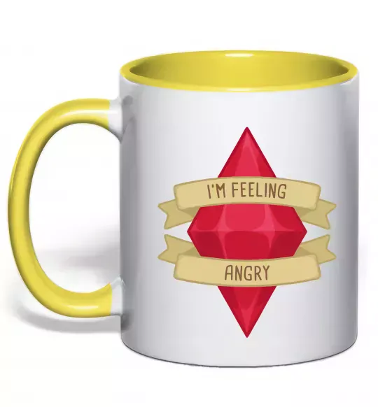 Чашка з кольоровою ручкою Feeling angry Сонячно жовтий фото