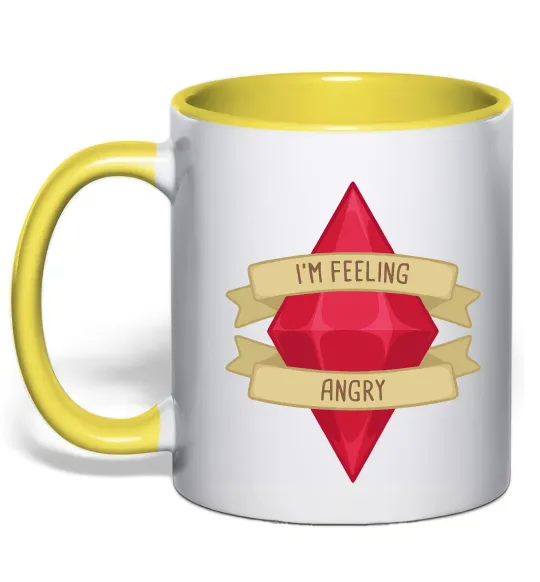 Чашка с цветной ручкой Feeling angry Лимонный фото
