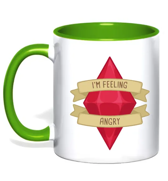 Чашка с цветной ручкой Feeling angry Лаймовый фото