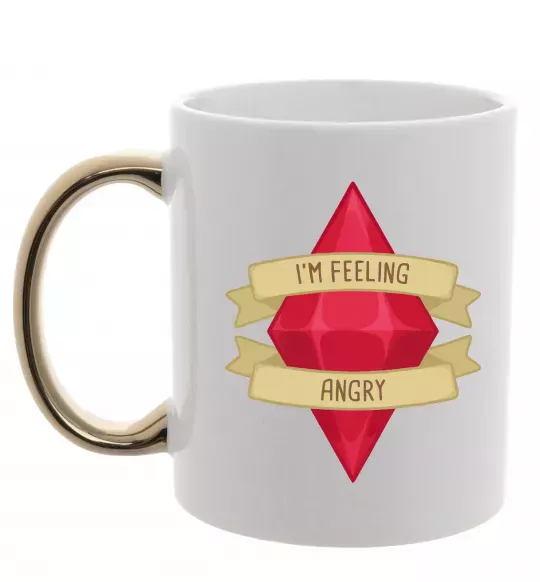 Чашка з кольоровою ручкою Feeling angry Золото фото