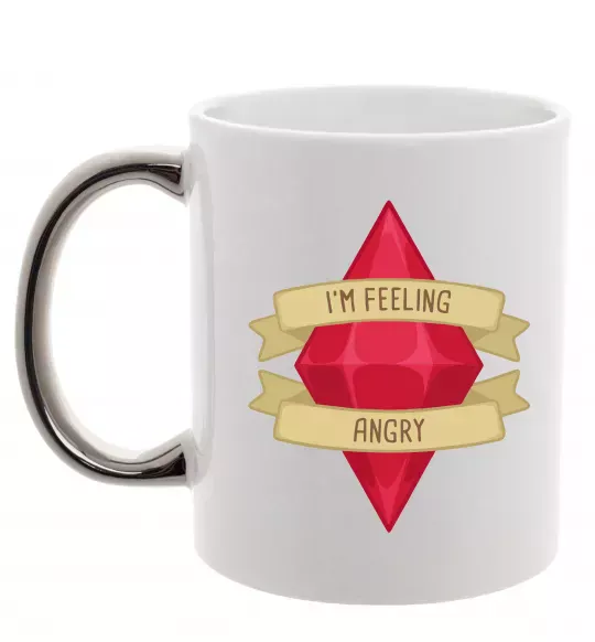 Чашка з кольоровою ручкою Feeling angry Срібло фото