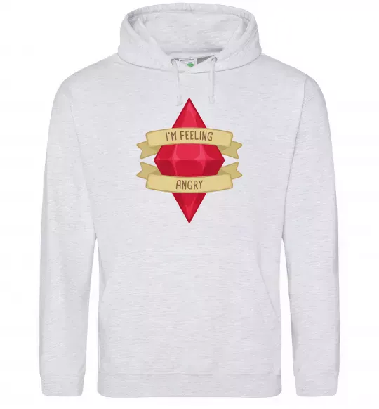 Женская толстовка (худи) Feeling angry Серый меланж фото