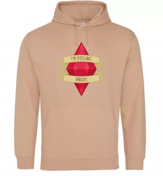 Женская толстовка (худи) Feeling angry Песочный фото