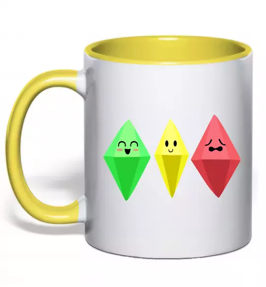 Чашка з кольоровою ручкою The Sims Emotions Сонячно жовтий фото