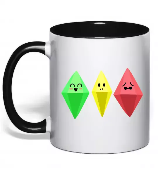 Чашка з кольоровою ручкою The Sims Emotions Чорний фото