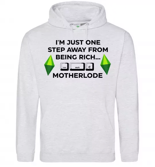 Мужская толстовка (худи) Ctrl-Shift-C Motherlode Серый меланж фото