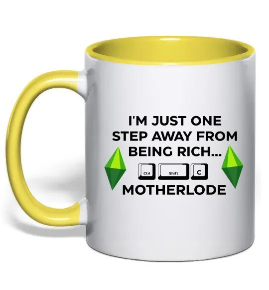 Чашка з кольоровою ручкою Ctrl-Shift-C Motherlode Лимонний фото