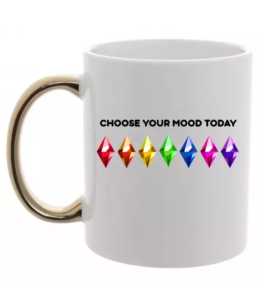 Чашка с цветной ручкой Choose your mood Золото фото